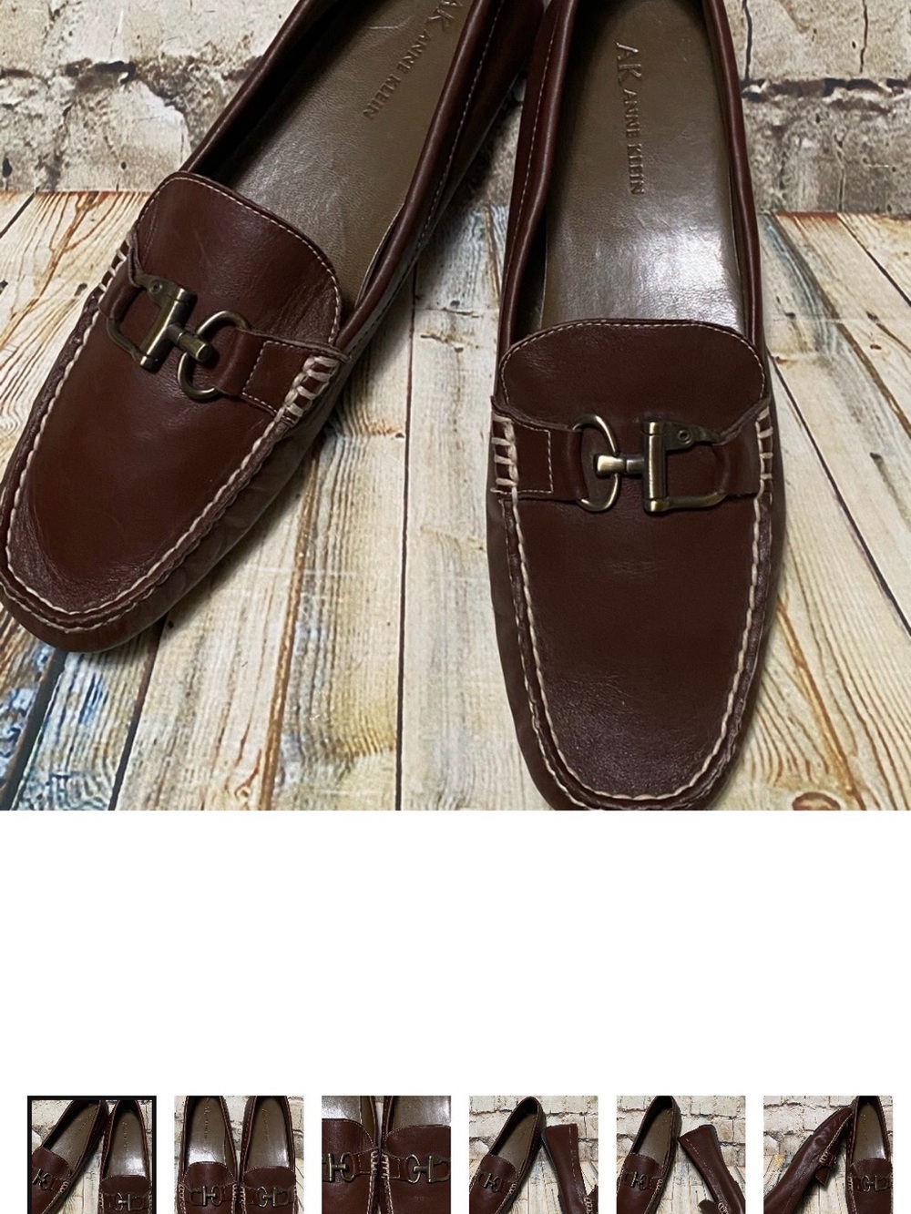 Anne KleinWoman’s Brown Leather Bit Slip-On Loafers